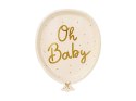 Talerzyki Baby Shower, Oh Baby, beżowe, 17,5x22cm ,6 szt.