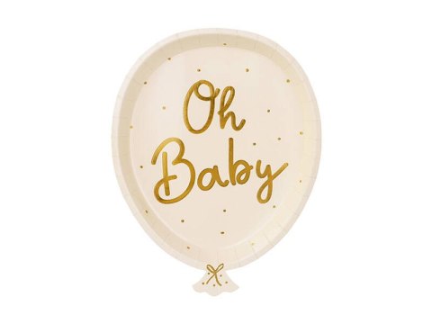 Talerzyki Baby Shower, Oh Baby, beżowe, 17,5x22cm ,6 szt. Talerzyki Baby Shower, Oh Baby, beżowe, 17,5x22cm ,6 szt.