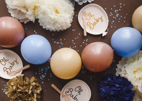 Talerzyki Baby Shower, Oh Baby, beżowe, 17,5x22cm ,6 szt. Talerzyki Baby Shower, Oh Baby, beżowe, 17,5x22cm ,6 szt.
