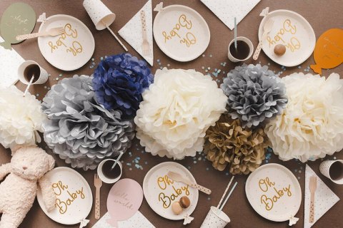 Talerzyki Baby Shower, Oh Baby, beżowe, 17,5x22cm ,6 szt. Talerzyki Baby Shower, Oh Baby, beżowe, 17,5x22cm ,6 szt.