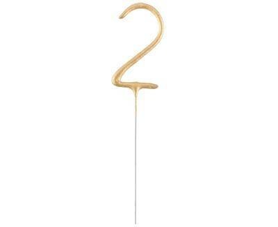 Zimne ognie złota cyfra 2, 17cm Zimne ognie złota cyfra 2, 17cm