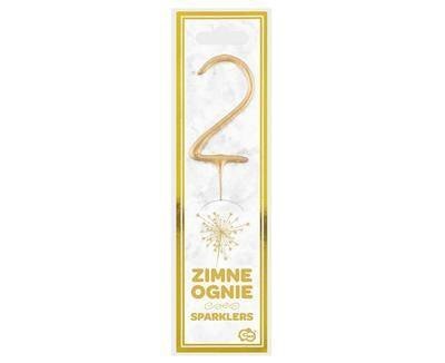 Zimne ognie złota cyfra 2, 17cm Zimne ognie złota cyfra 2, 17cm