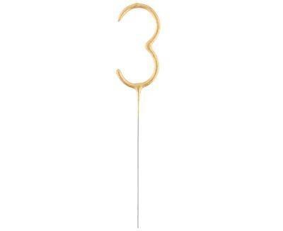 Zimne ognie złota cyfra 3, 17cm Zimne ognie złota cyfra 3, 17cm