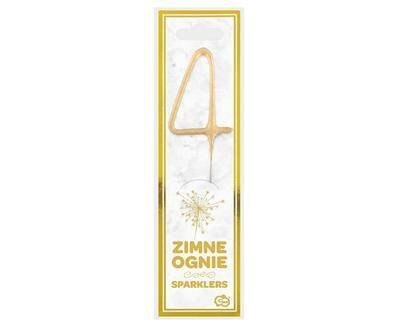Zimne ognie złota cyfra 4, 17cm Zimne ognie złota cyfra 4, 17cm