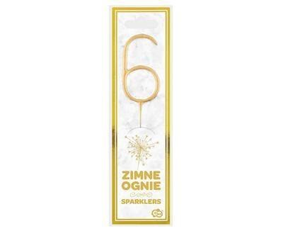 Zimne ognie złota cyfra 6, 17cm Zimne ognie złota cyfra 6, 17cm