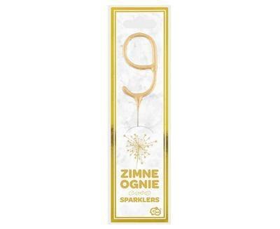 Zimne ognie złota cyfra 9, 17cm Zimne ognie złota cyfra 9, 17cm