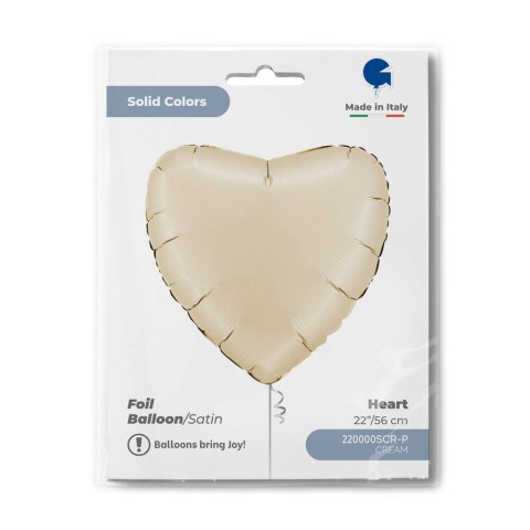 Balon Foliowy - Satynowe kremowe serce 60 cm, Grabo Balon Foliowy - Satynowe kremowe serce 60 cm, Grabo