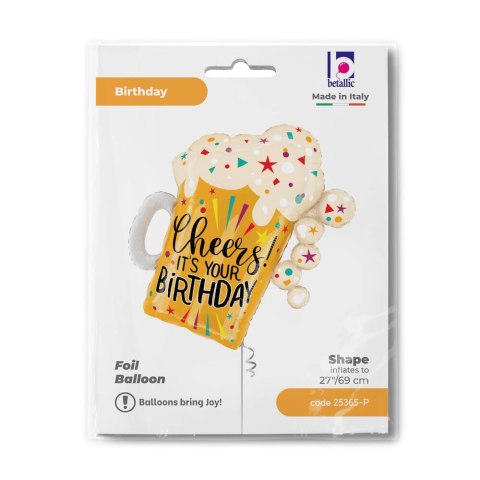 Balon Foliowy urodzinowy Kufel, Cheers It's Your Birthday, 68 cm Balon Foliowy urodzinowy Kufel, Cheers It's Your Birthday, 68 cm