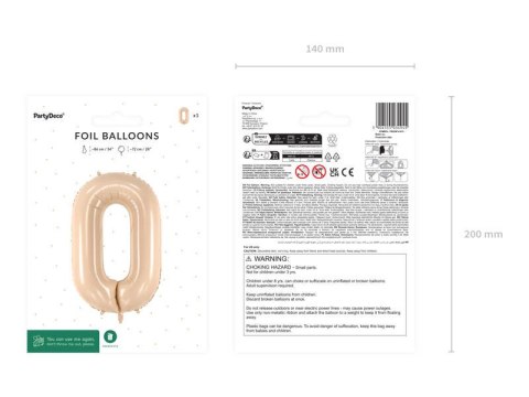 Balon foliowy Cyfra 0, 72cm, beżowa, kremowa Balon foliowy Cyfra 0, 72cm, beżowa, kremowa