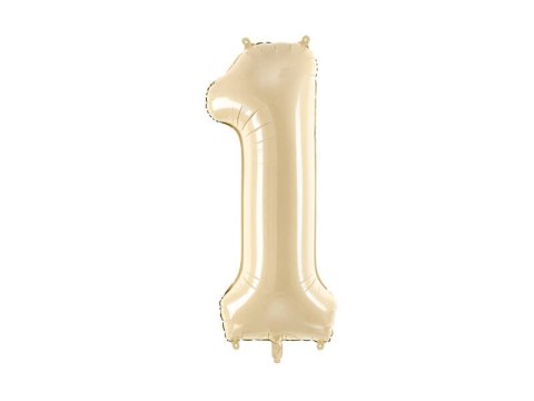 Balon foliowy Cyfra 1, 72cm, beżowa, kremowa Balon foliowy Cyfra 1, 72cm, beżowa, kremowa