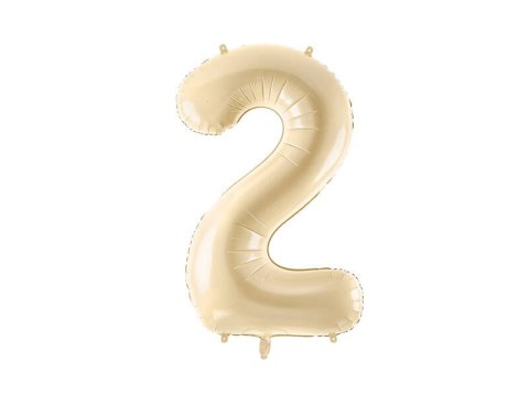 Balon foliowy Cyfra 2, 72cm, beżowa, kremowa Balon foliowy Cyfra 2, 72cm, beżowa, kremowa