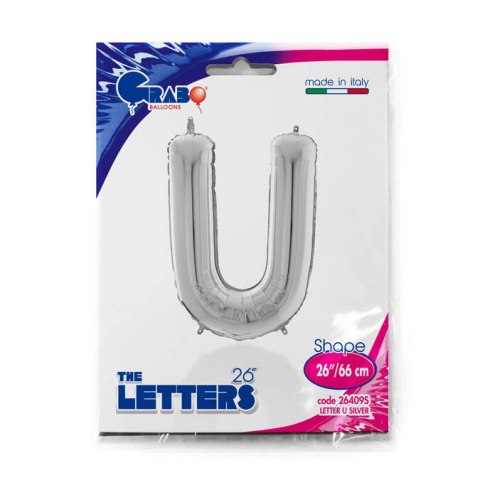 Balon foliowy Litera U, 66cm,Srebrna Balon foliowy Litera U, 66cm,Srebrna