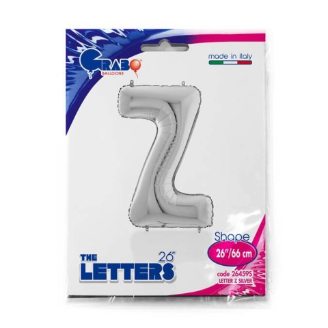 Balon foliowy Litera Z, 66cm,Srebrna Balon foliowy Litera Z, 66cm,Srebrna