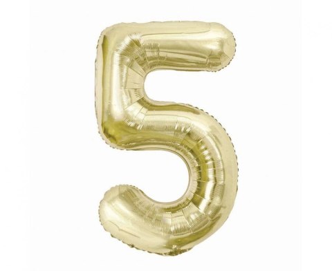 Balon foliowy, cyfra 5, złota, szampańska, 85 cm Balon foliowy, cyfra 5, złota, szampańska, 85 cm