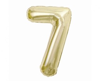 Balon foliowy, cyfra 7, złota, szampańska, 85 cm