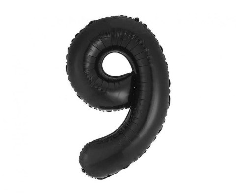 Balon foliowy, cyfra 9, czarne matowe, 85 cm Balon foliowy, cyfra 9, czarne matowe, 85 cm