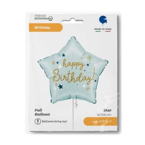Balon foliowy- niebieska gwiazdka Happy Birthday, 45cm Balon foliowy- niebieska gwiazdka Happy Birthday, 45cm