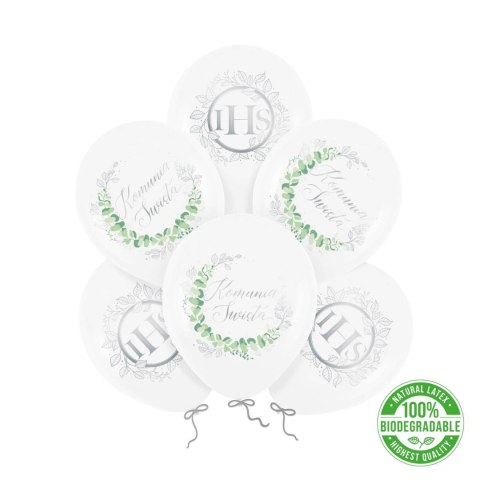 Balony Pierwsza Komunia Święta IHS, srebrne, 30cm, 6 szt. Balony Pierwsza Komunia Święta IHS, srebrne, 30cm, 6 szt.