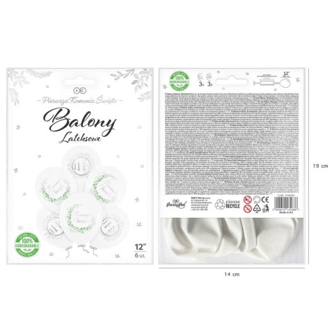Balony Pierwsza Komunia Święta IHS, srebrne, 30cm, 6 szt. Balony Pierwsza Komunia Święta IHS, srebrne, 30cm, 6 szt.