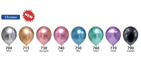 Balony lateksowe Chrome srebrne, 45cm, 15 szt. Balony lateksowe Chrome srebrne, 45cm, 15 szt.