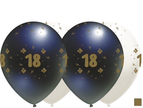 Balony urodzinowe czarne, "18", 30cm, 10 szt. Balony urodzinowe czarne, "18", 30cm, 10 szt.