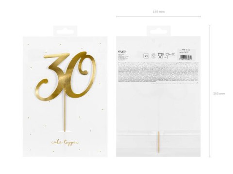 Papierowy topper na tort ''30'', złoty, 20.5cm Papierowy topper na tort ''30'', złoty, 20.5cm