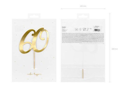 Papierowy topper na tort ''60'', złoty, 20.5cm Papierowy topper na tort ''60'', złoty, 20.5cm