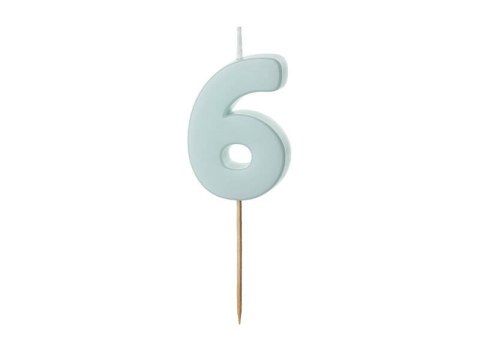 Świeczka urodzinowa Cyferka 6, jasny niebieski, 5,5cm