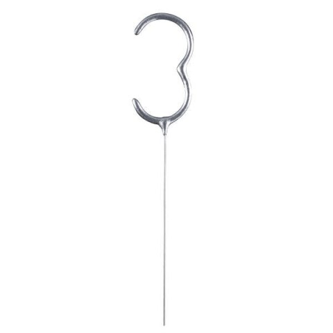 Zimne ognie srebrna cyfra 3, 17cm Zimne ognie srebrna cyfra 3, 17cm