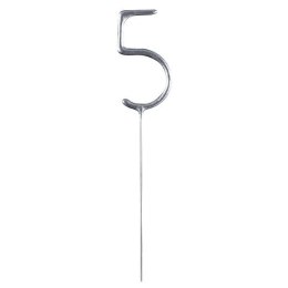 Zimne ognie srebrna cyfra 5, 17cm