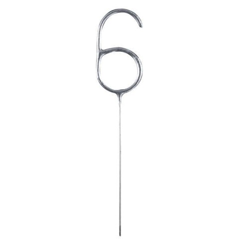 Zimne ognie srebrna cyfra 6, 17cm Zimne ognie srebrna cyfra 6, 17cm