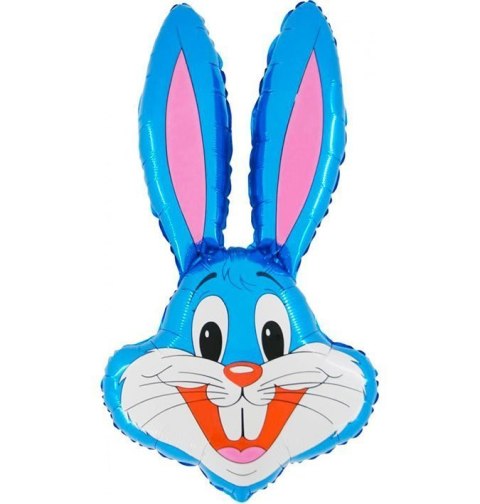 Balon Foliowy Królik Niebieski Grabo, 35 cm (14'') na patyk Balon Foliowy Królik Niebieski Grabo, 35 cm (14'') na patyk