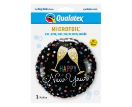 Balon Foliowy Okrągły Happy New Year, na Sylwestra, 46 cm