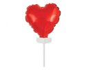 Balon Foliowy Serce na Patyczku 8 cm, Czerwony, Walentynki