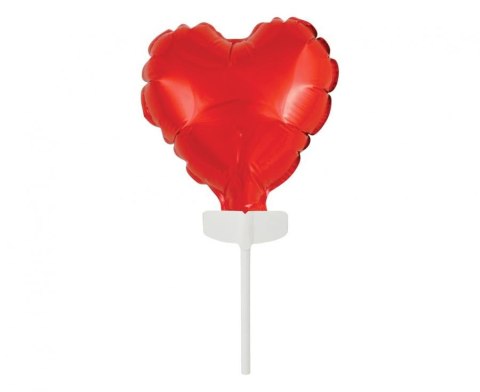 Balon Foliowy Serce na Patyczku 8 cm, Czerwony, Walentynki Balon Foliowy Serce na Patyczku 8 cm, Czerwony, Walentynki