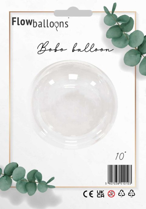 Balon Przezroczysty, Bobo 10 cali, 25cm, pakowany Balon Przezroczysty, Bobo 10 cali, 25cm, pakowany