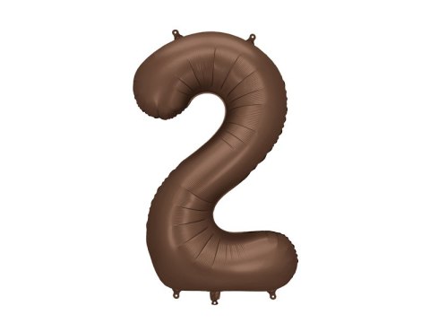 Balon foliowy Cyfra „2" - 86 cm, mocca, brązowy, satynowy Balon foliowy Cyfra „2" - 86 cm, mocca, brązowy, satynowy