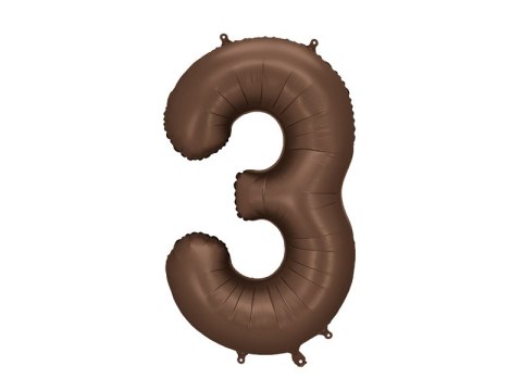 Balon foliowy Cyfra „3" - 86 cm, mocca, brązowy, satynowy Balon foliowy Cyfra „3" - 86 cm, mocca, brązowy, satynowy