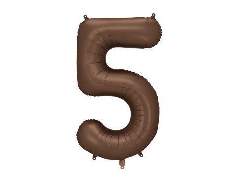 Balon foliowy Cyfra „5" - 86 cm, mocca, brązowy, satynowy Balon foliowy Cyfra „5" - 86 cm, mocca, brązowy, satynowy