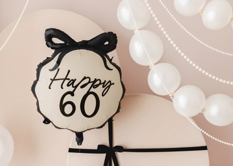 Balon foliowy Happy ''60'' z kokardką, sześćdziesiątka, czarno- beżowy, 47,5x45 cm Balon foliowy Happy ''60'' z kokardką, sześćdziesiątka, czarno- beżowy, 47,5x45 cm