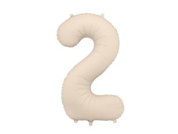 Balon foliowy Matowa Cyfra '2', 86cm, jasny beż