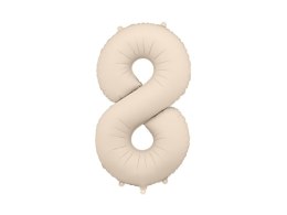 Balon foliowy Matowa Cyfra '8', 86cm, jasny beż