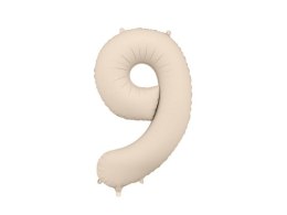 Balon foliowy Matowa Cyfra '9', 86cm, jasny beż