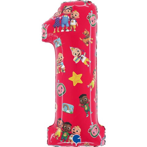 Balon foliowy cyfra 1 CoComelon, 66cm Balon foliowy cyfra 1 CoComelon, 66cm