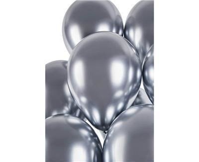 Balony lateksowe, Srebrne Shiny chrom, 33cm, 50 szt. Balony lateksowe, Srebrne Shiny chrom, 33cm, 50 szt.