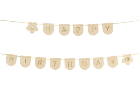 Baner filcowy Happy Birthday, różowy, 3m Baner filcowy Happy Birthday, różowy, 3m