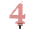 Świeczka cyferka 4, metalik Rose Gold, 8 cm