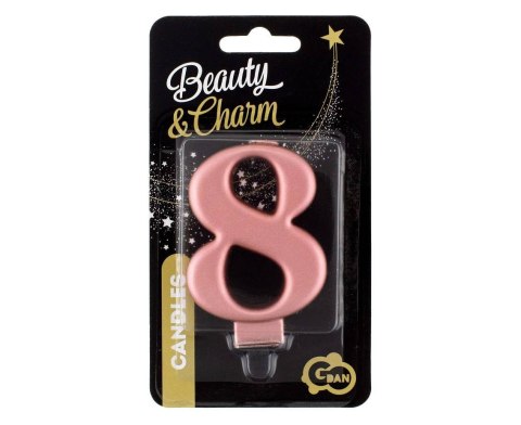Świeczka cyferka 8, metalik Rose Gold, 8 cm Świeczka cyferka 8, metalik Rose Gold, 8 cm
