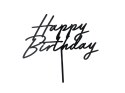 Topper akrylowy na tort „Happy Birthday" - czarny, 16,5 cm