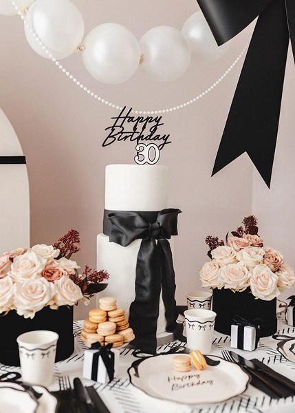 Topper akrylowy na tort „Happy Birthday" - czarny, 16,5 cm Topper akrylowy na tort „Happy Birthday" - czarny, 16,5 cm